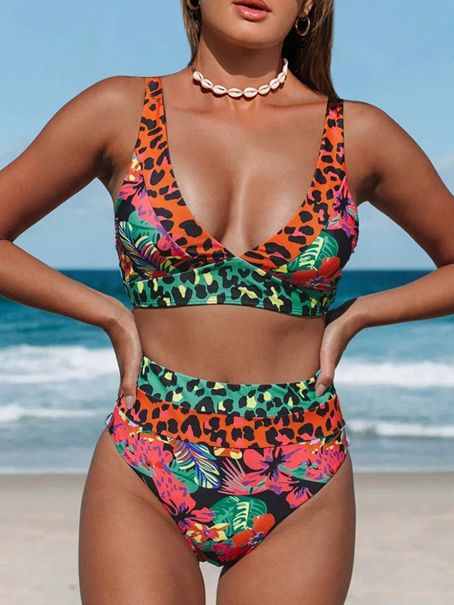 Damskie Bikini z Wysokim Stanem | Kolorowy