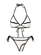 Damskie Trójczęściowe Bikini z Kontrastującą Narzutką