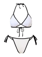 Damskie Trójczęściowe Bikini z Kontrastującą Narzutką