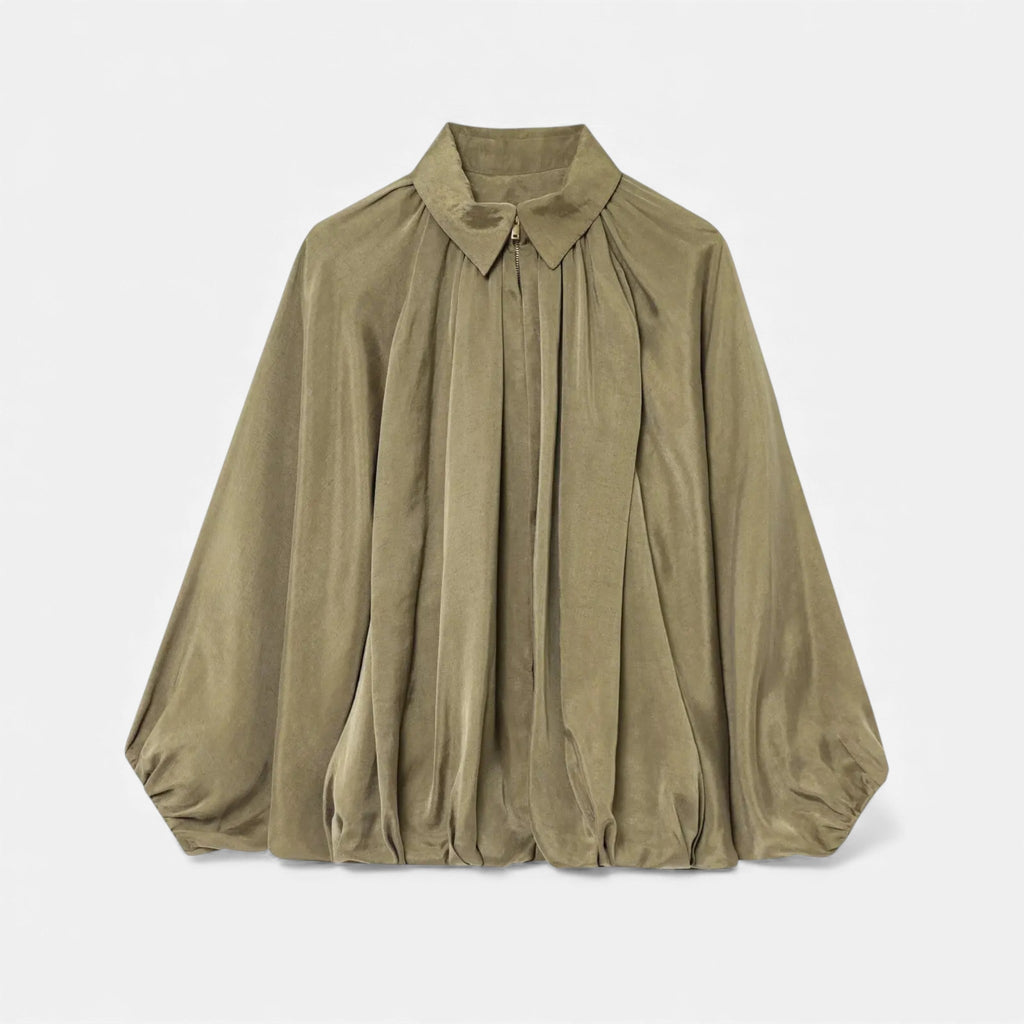 Damskie Fałdowana Lapel Bluzka | Kołnierz