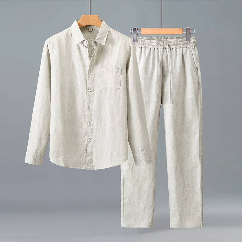 Męski Skoordynowany Zestaw Koszuli & Spodni | Letni