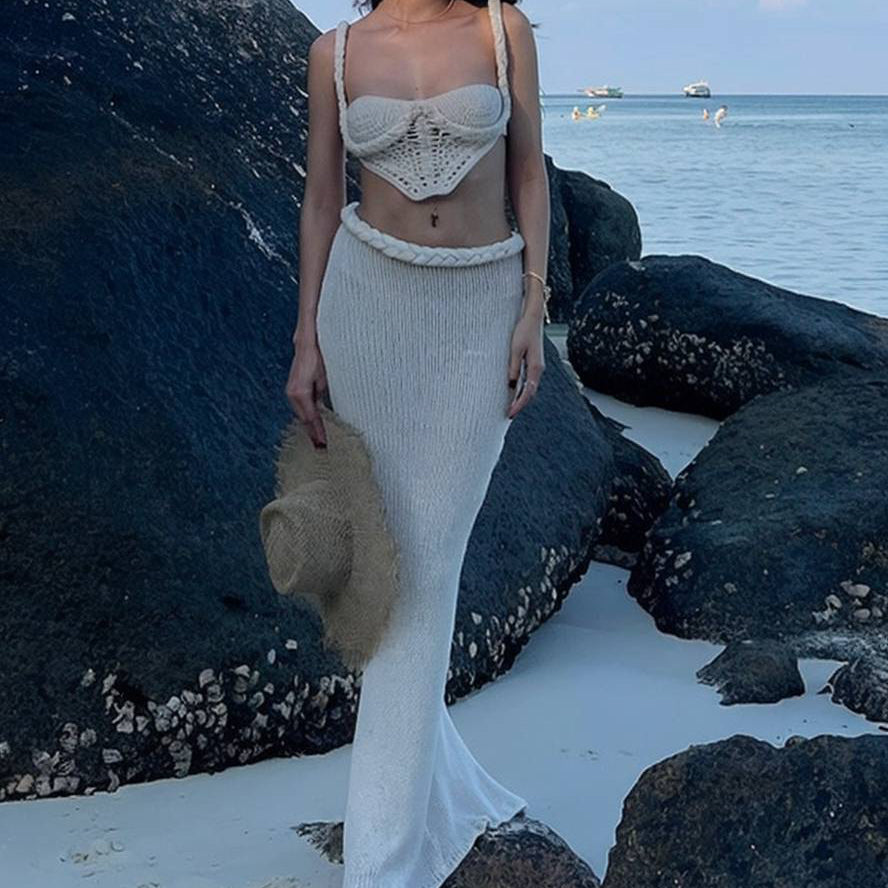 Damska Szydełkowa Letnia Sukienka | Zestaw