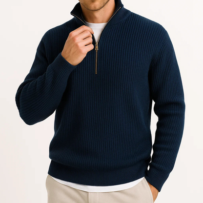 Męski Dzianinowy Sweter | Rozpinany Połowy