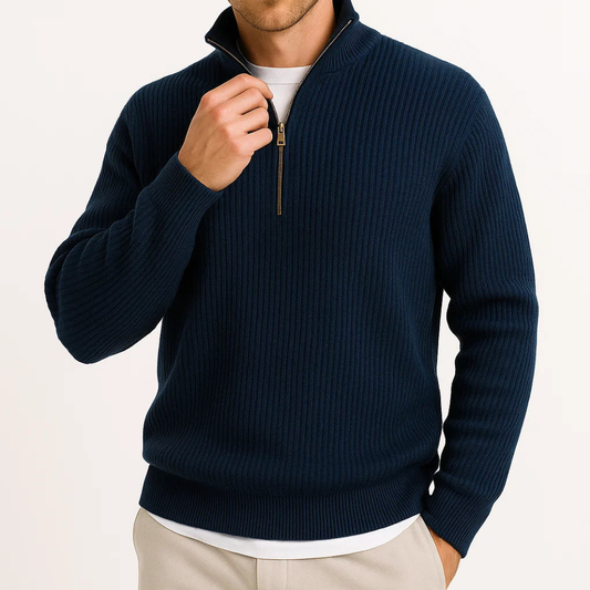 Męski Dzianinowy Sweter | Rozpinany Połowy