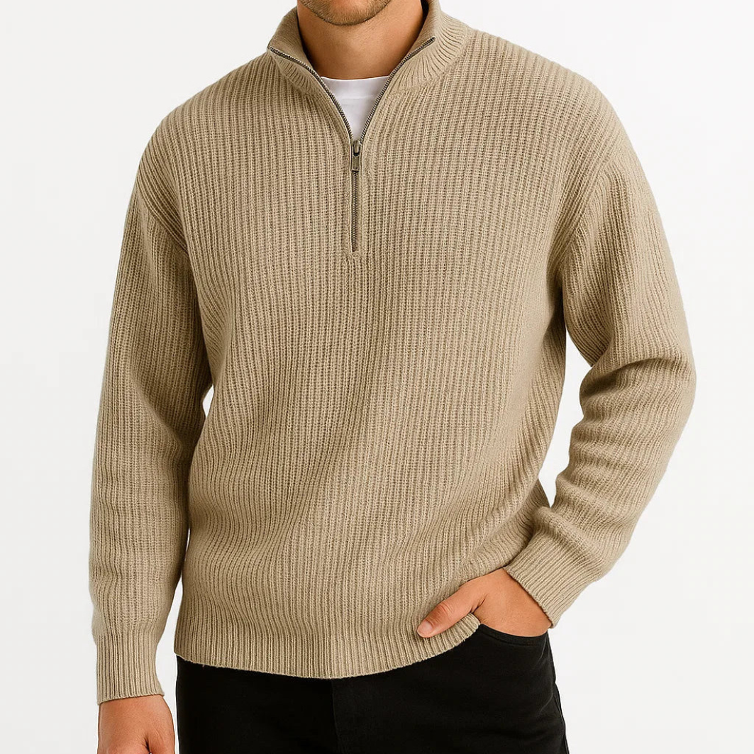 Męski Dzianinowy Sweter | Rozpinany Połowy