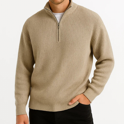 Męski Dzianinowy Sweter | Rozpinany Połowy