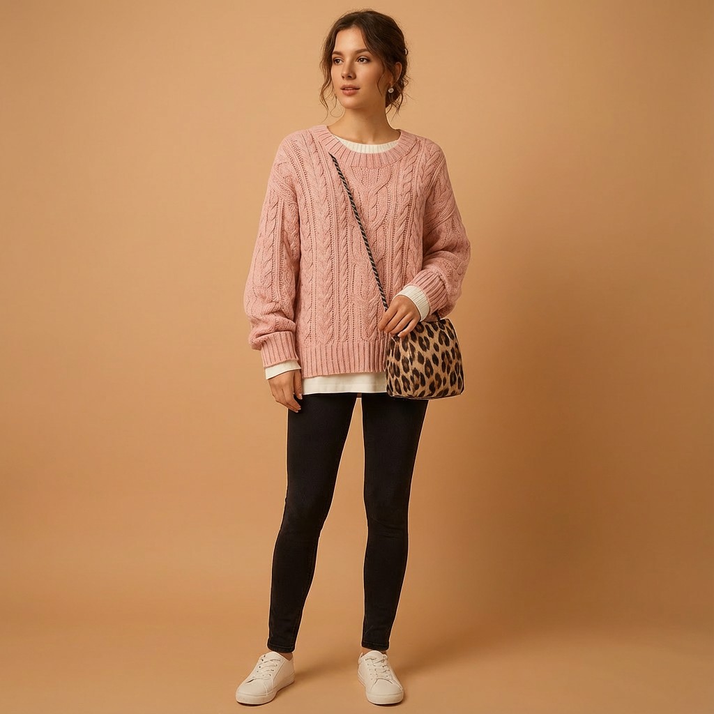 Damski Dzianinowy Sweter | Oversizowy