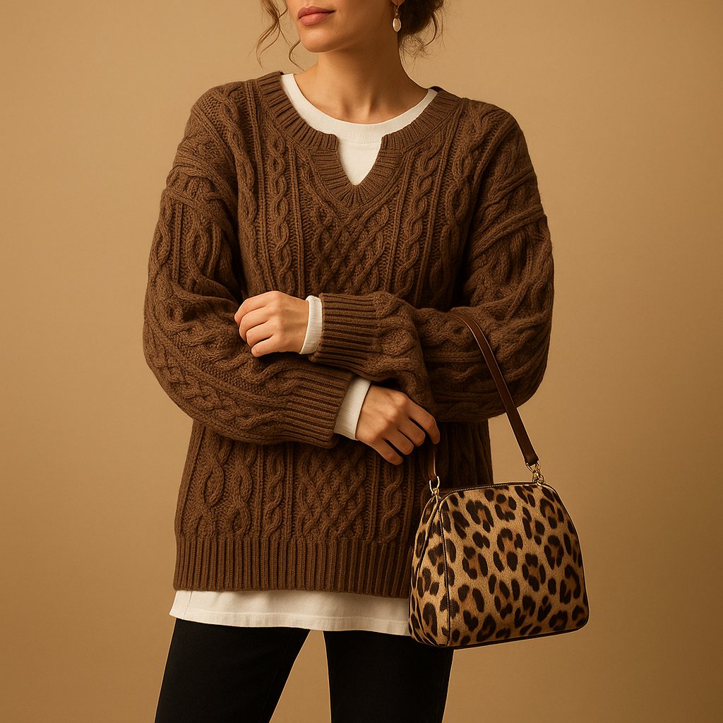 Damska Dzianinowy Sweter | Oversizowy