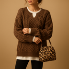 Damska Dzianinowy Sweter | Oversizowy