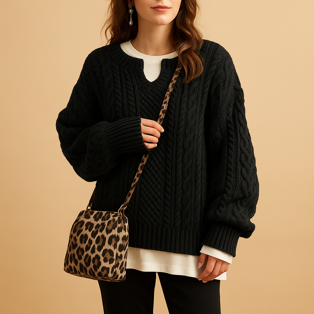 Damska Dzianinowy Sweter | Oversizowy