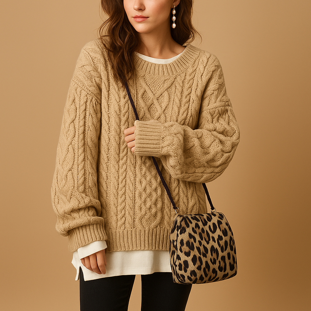 Damska Dzianinowy Sweter | Oversizowy