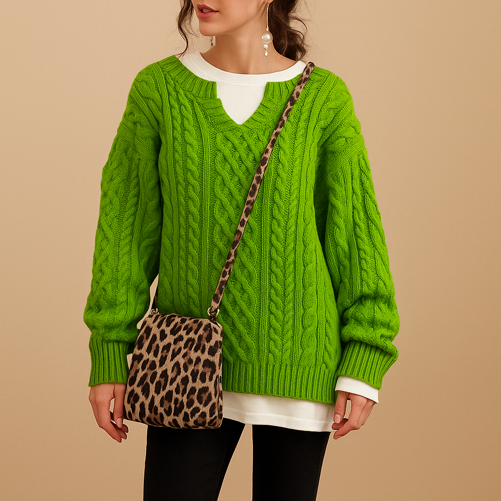 Damska Dzianinowy Sweter | Oversizowy