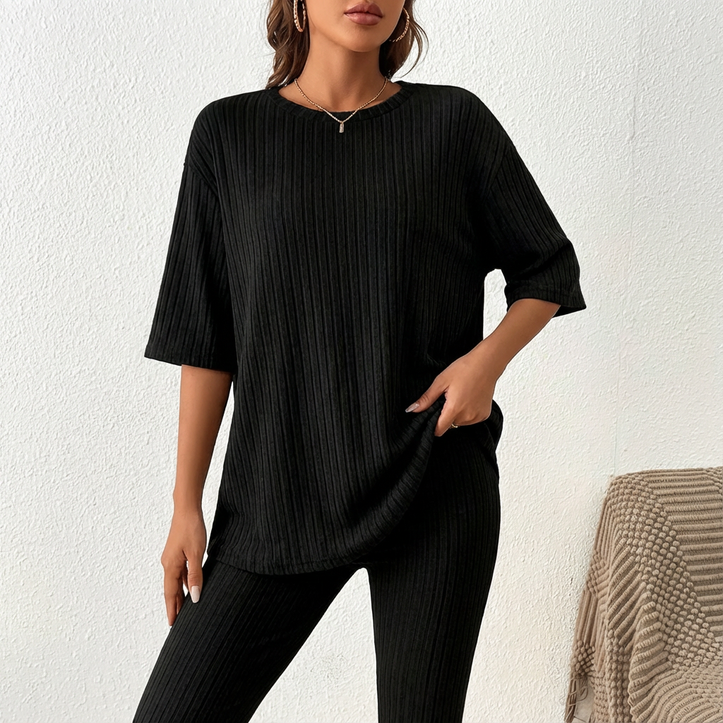 Damska Długa Bluza Kapturem | Dzianinowa