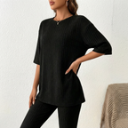 Damska Długa Bluza Kapturem | Dzianinowa