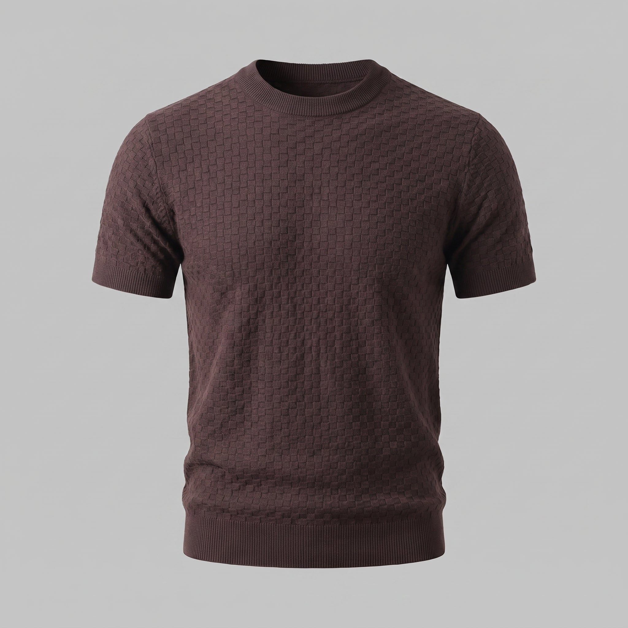 Męska Dzianinowa Koszula ze Ściągaczowym Wykończeniem | Krótki Rękaw
