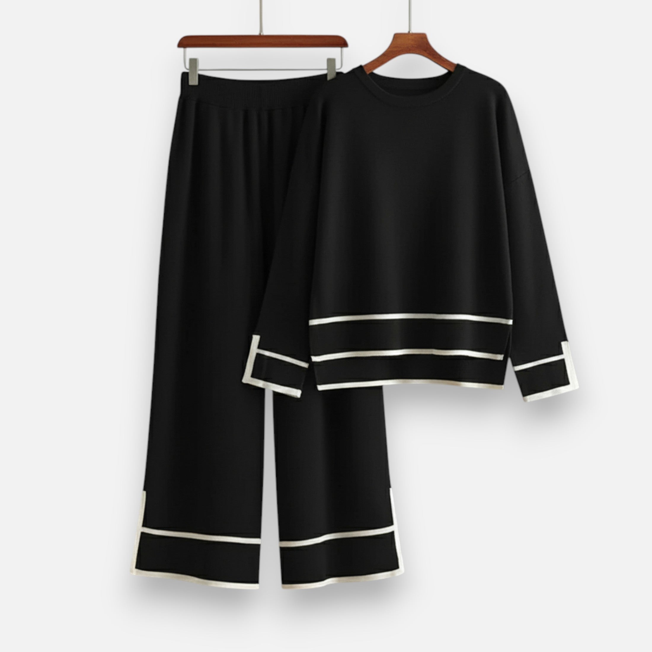 Damskie Dzianina Dwuczęściowy Zestaw | Koszula & Spodnie