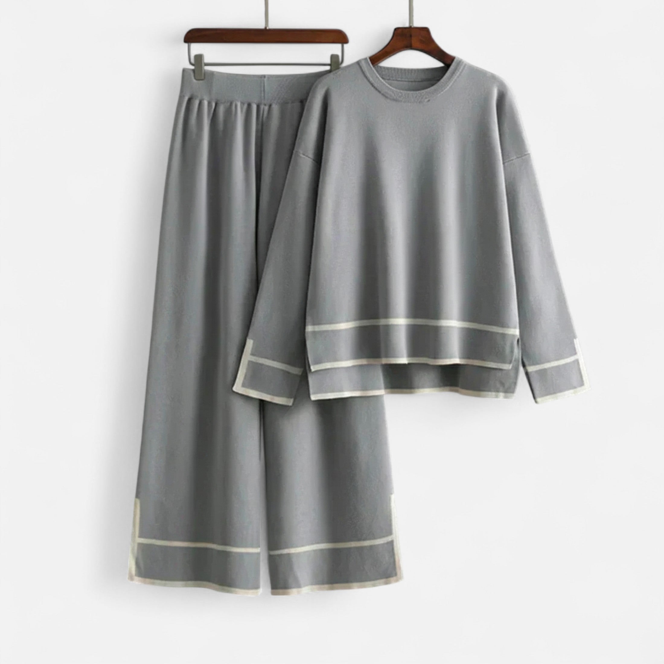 Damskie Dzianina Dwuczęściowy Zestaw | Koszula & Spodnie