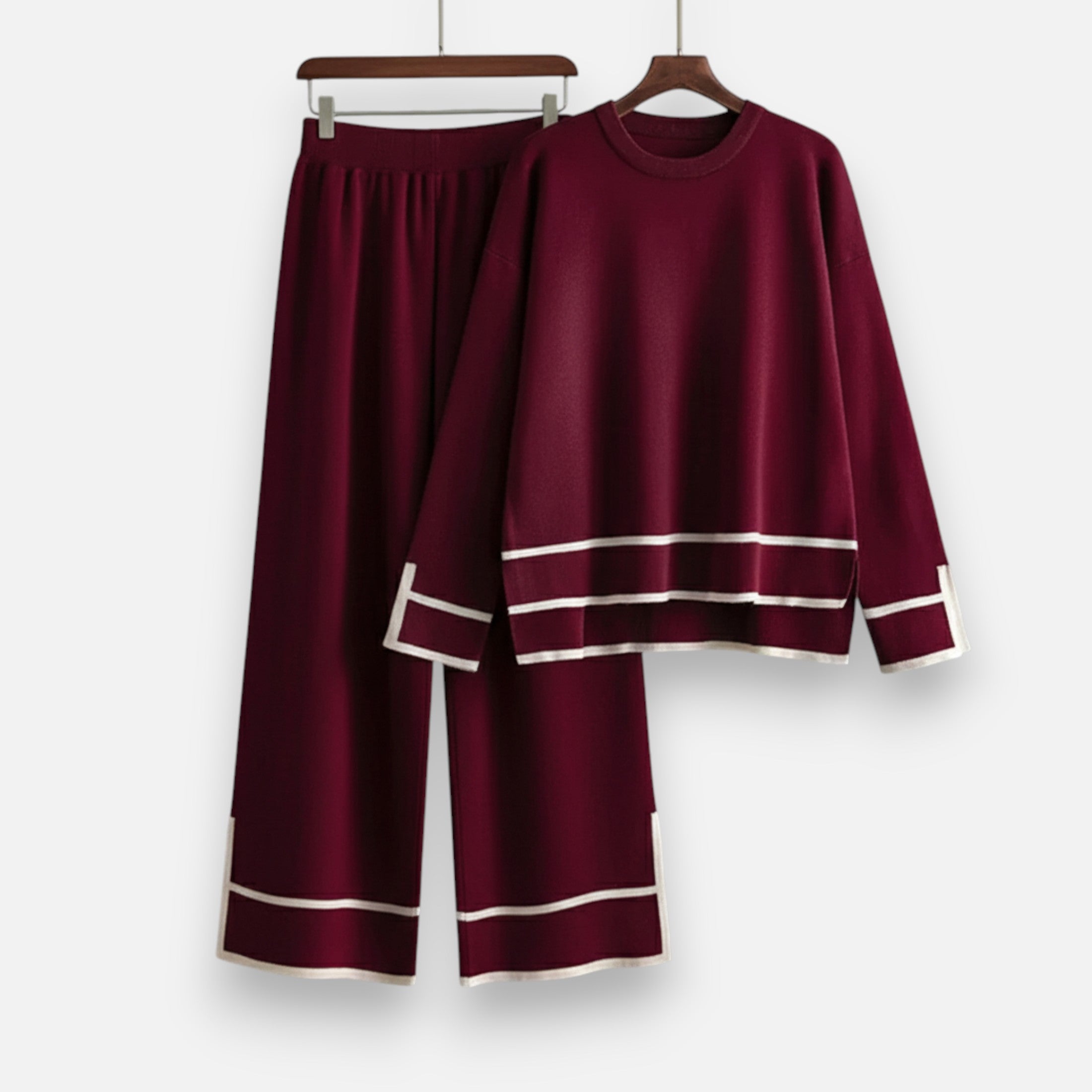 Damskie Dzianina Dwuczęściowy Zestaw | Koszula & Spodnie