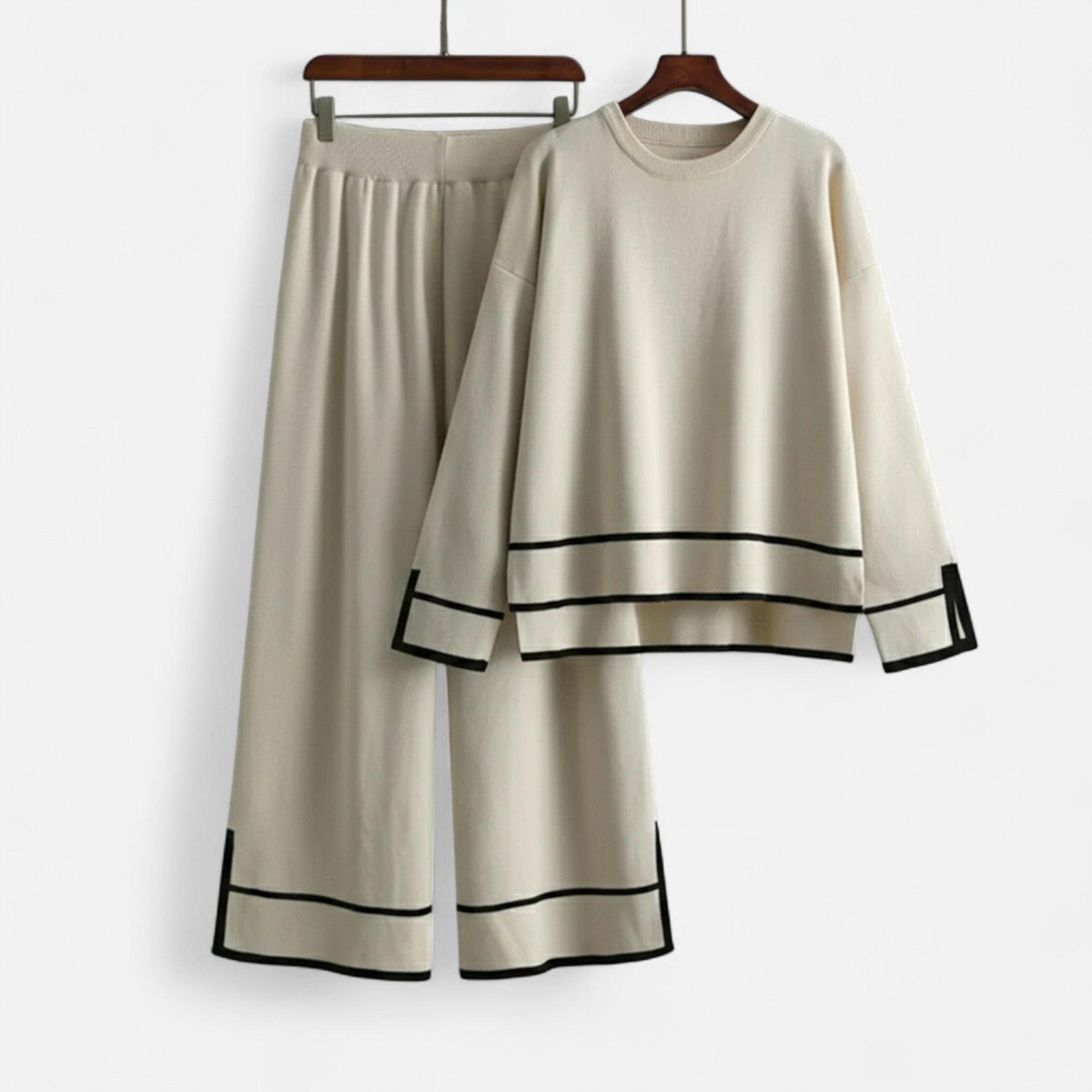 Damskie Dzianina Dwuczęściowy Zestaw | Koszula & Spodnie