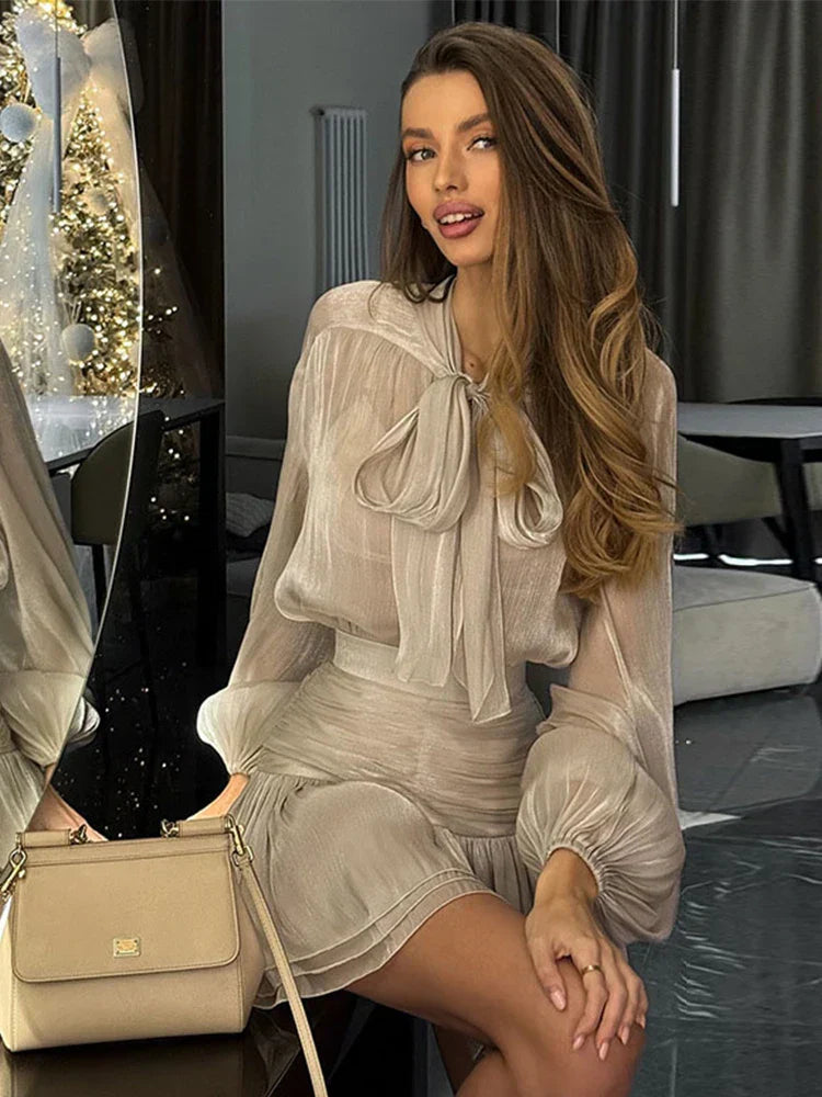 Damska Zestaw Bluzka & Mini Spódnica Skoordynowane | Imprezowy