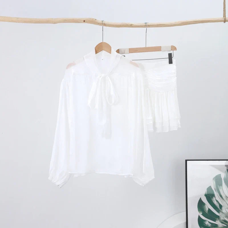 Damska Zestaw Bluzka & Mini Spódnica Skoordynowane | Imprezowy