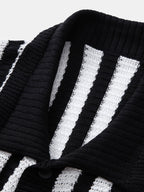 Męski Komplet Koszula Szydełkowa W Paski & Spodnie | Komplet