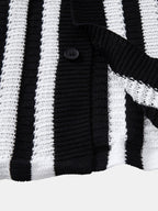 Męski Komplet Koszula Szydełkowa W Paski & Spodnie | Komplet