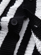 Męski Komplet Koszula Szydełkowa W Paski & Spodnie | Komplet