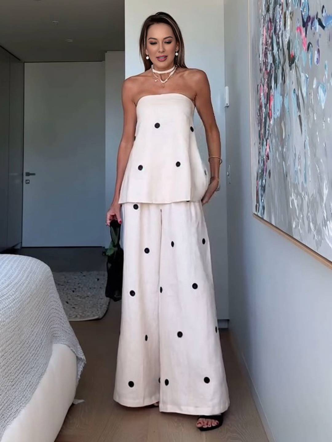 Damski Dwu Kawałkowy Zestaw | Spodnie i Top