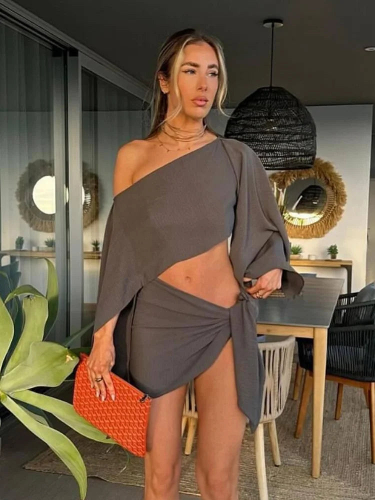 Damska Letni Zestaw Skoordynowane | Crop Top & Mini Spódnica