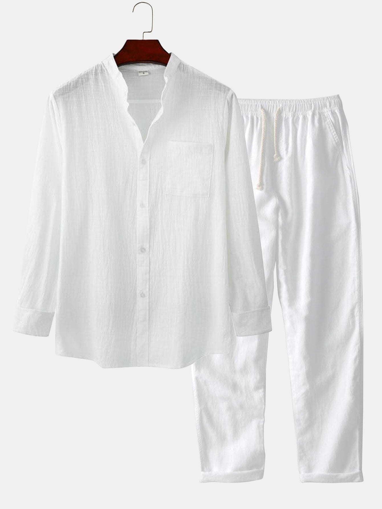 Męski Letni Długi Zestaw | Koszula & Spodnie