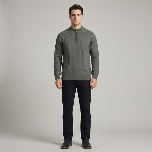 Męski Sweter Dzianinowy | Zamek Pod Szyją