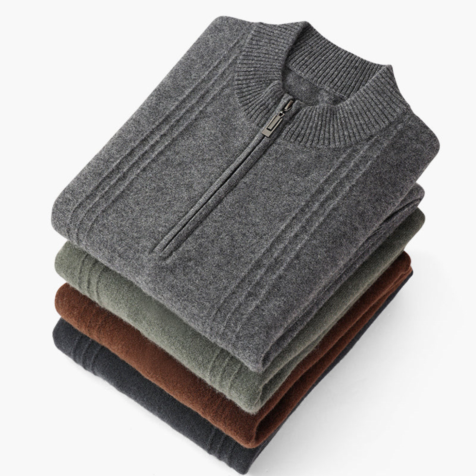 Męski Sweter Dzianinowy | Zamek Pod Szyją