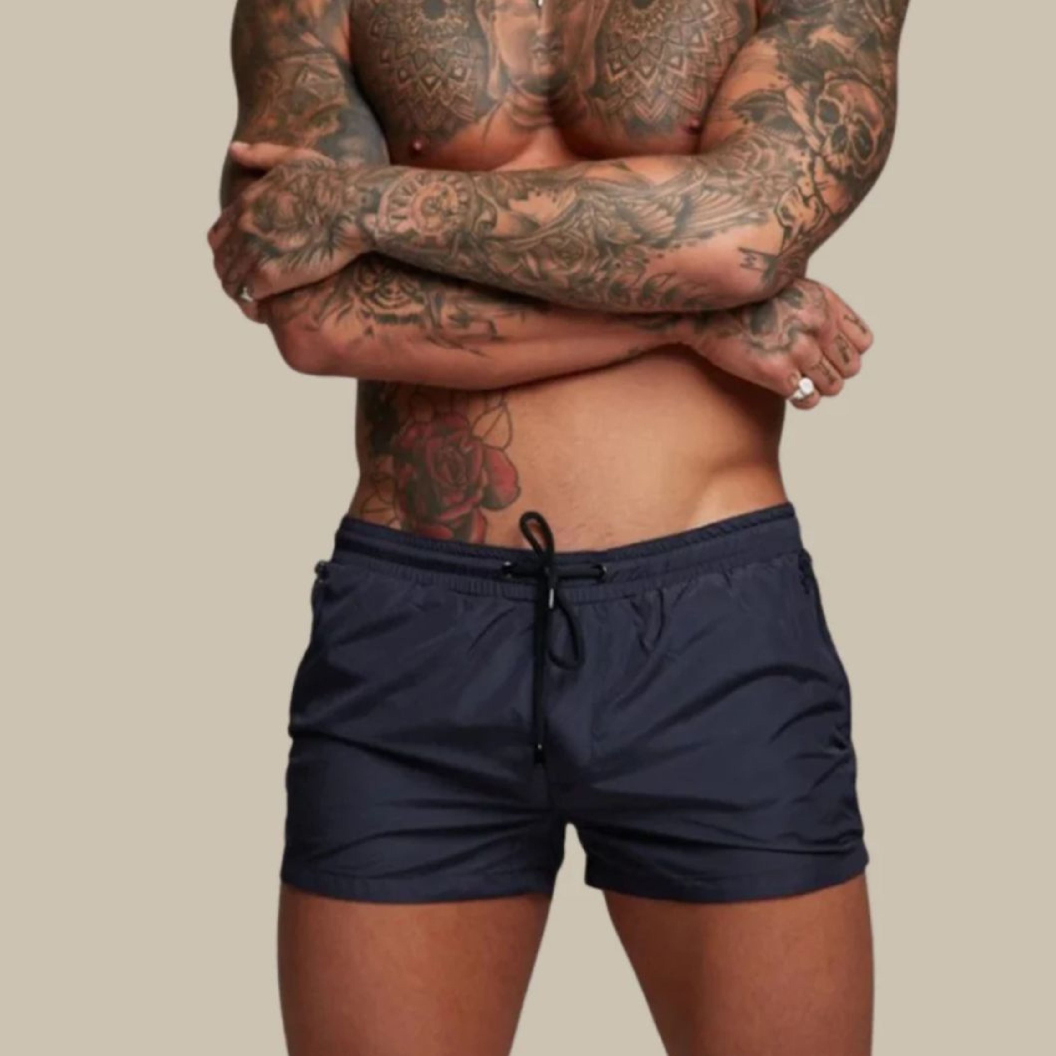 Męskie Krótkie Szorty Kąpielowe | Kieszenie Na Zamek
