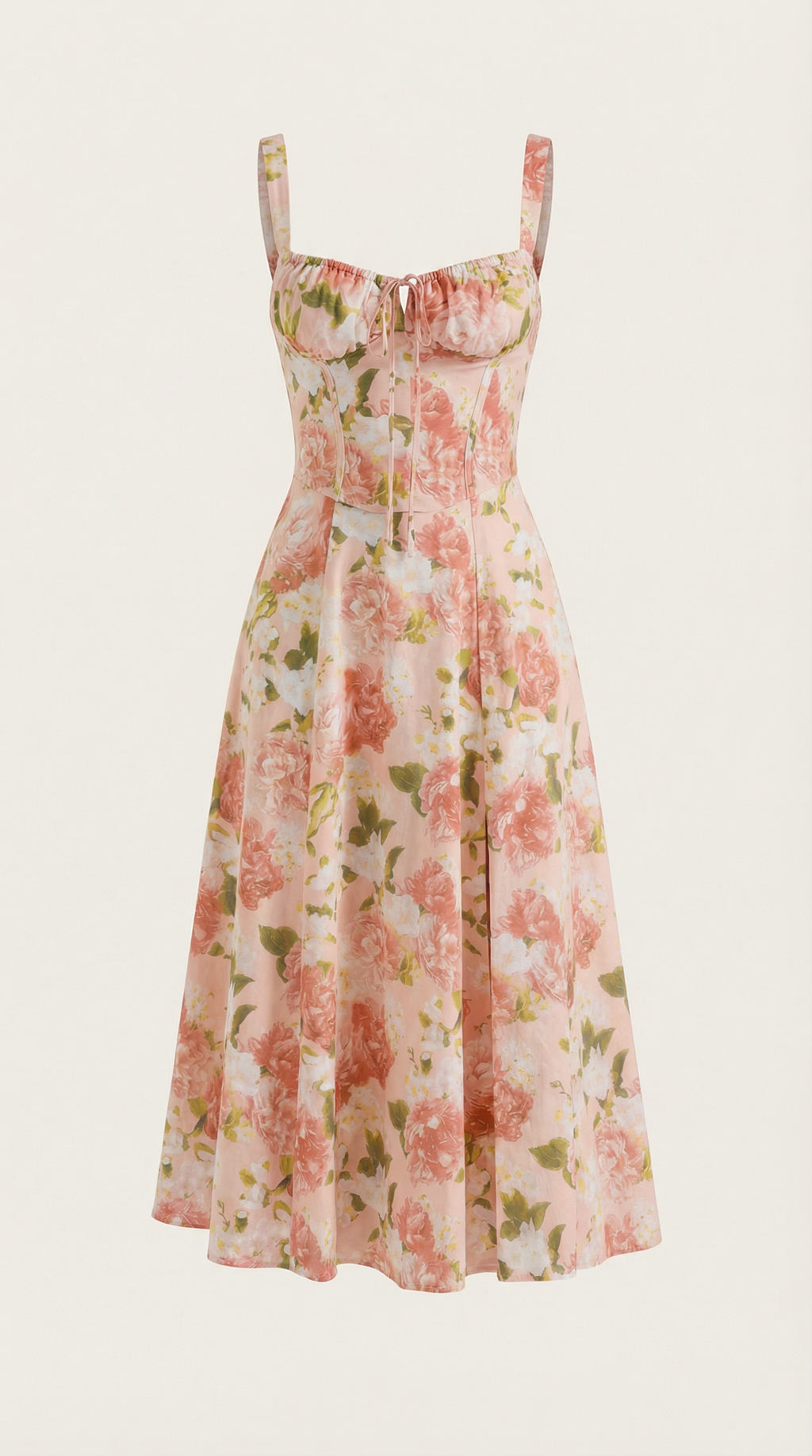 Damska Kwiatowa Sukienka Gorsetowa | Midi