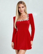 Damska Sukienka Gościa Ślubnego Z Dekoltem Kwadratowym | Mini