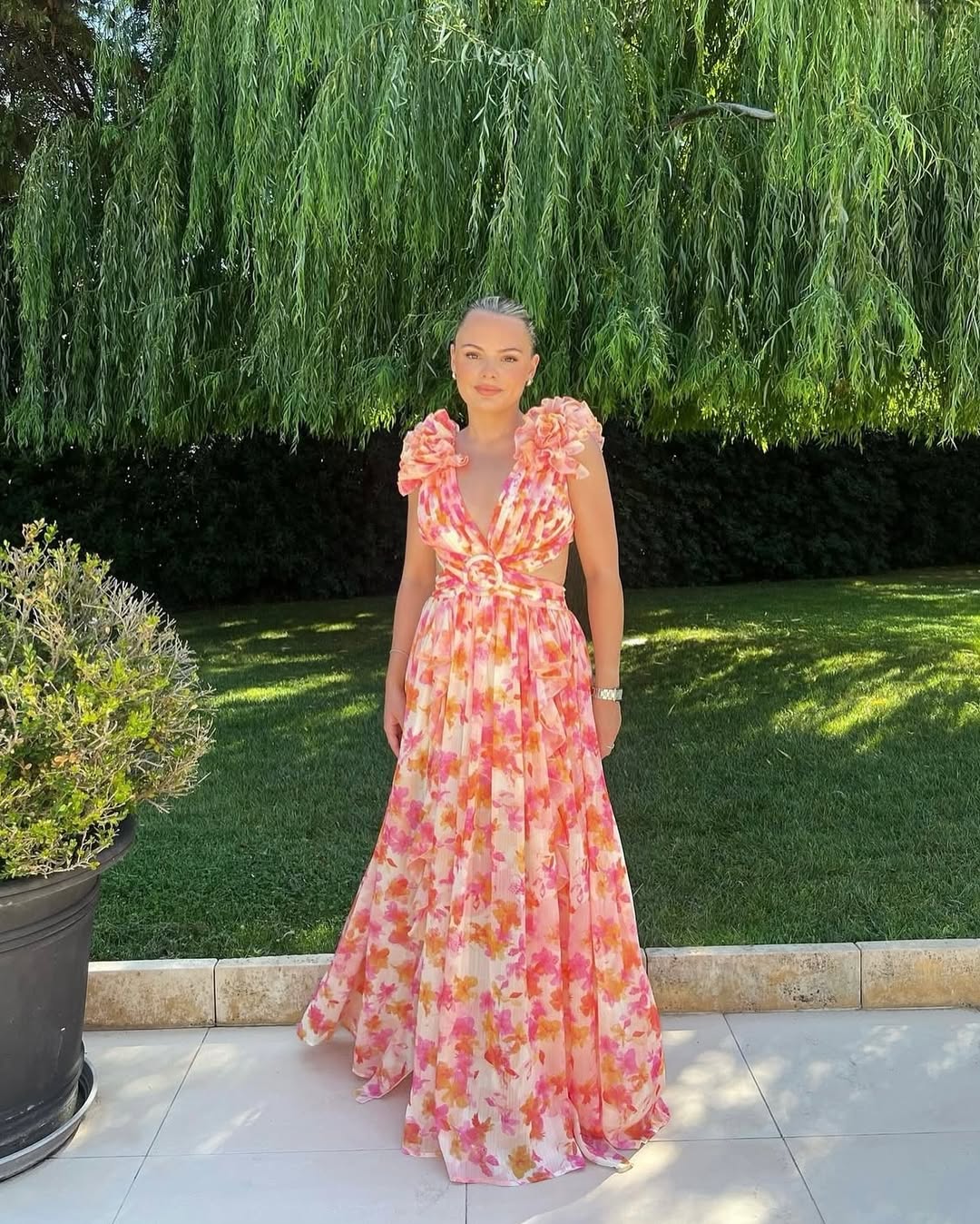 Damska Kwiatowa Bezrękawowa Sukienka Ślubna dla Gościa | Maxi