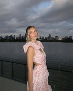 Damska Kwiatowa Bezrękawowa Sukienka Ślubna dla Gościa | Maxi