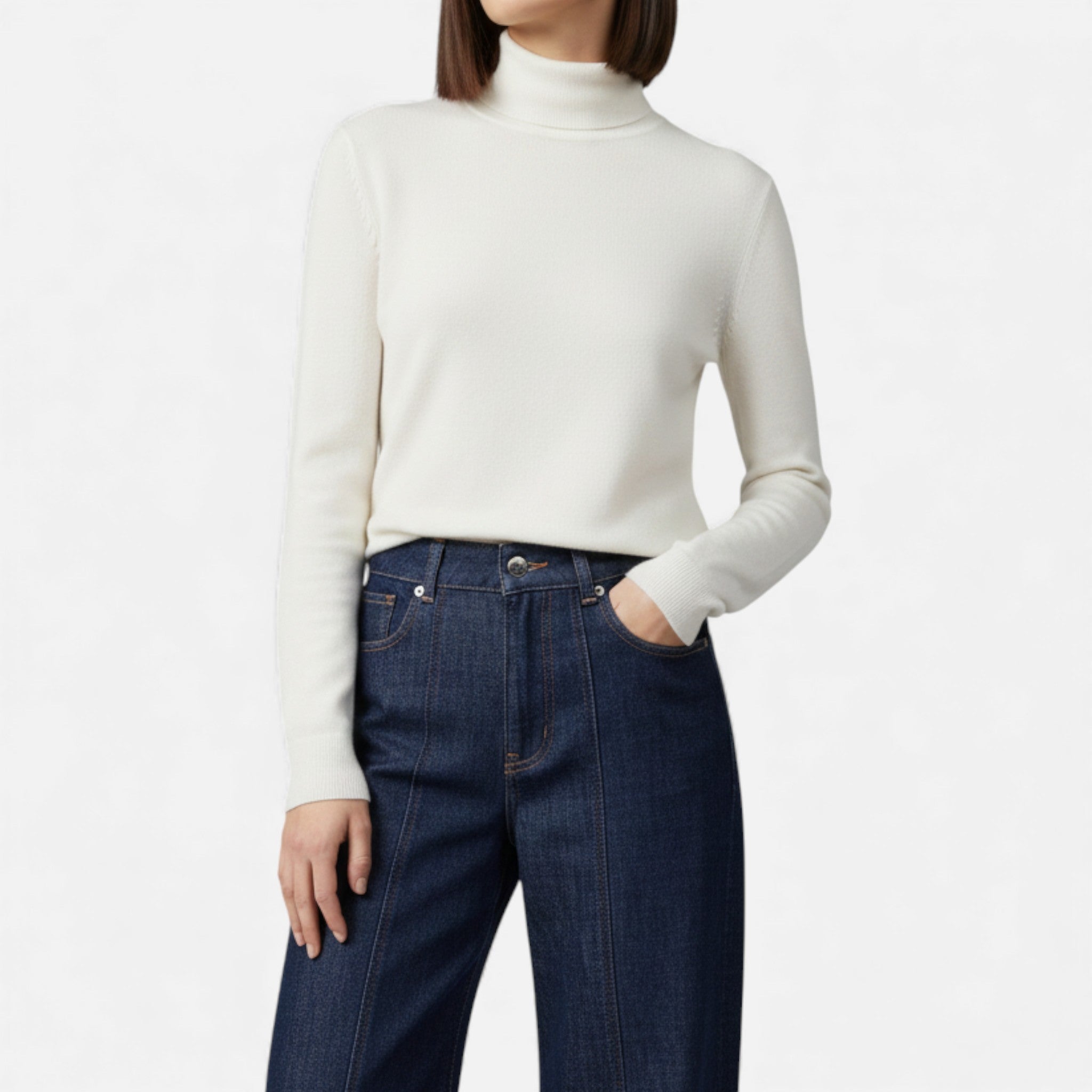Damskie Wysoka Talia Blend Jeansy | Szerokie Nogi