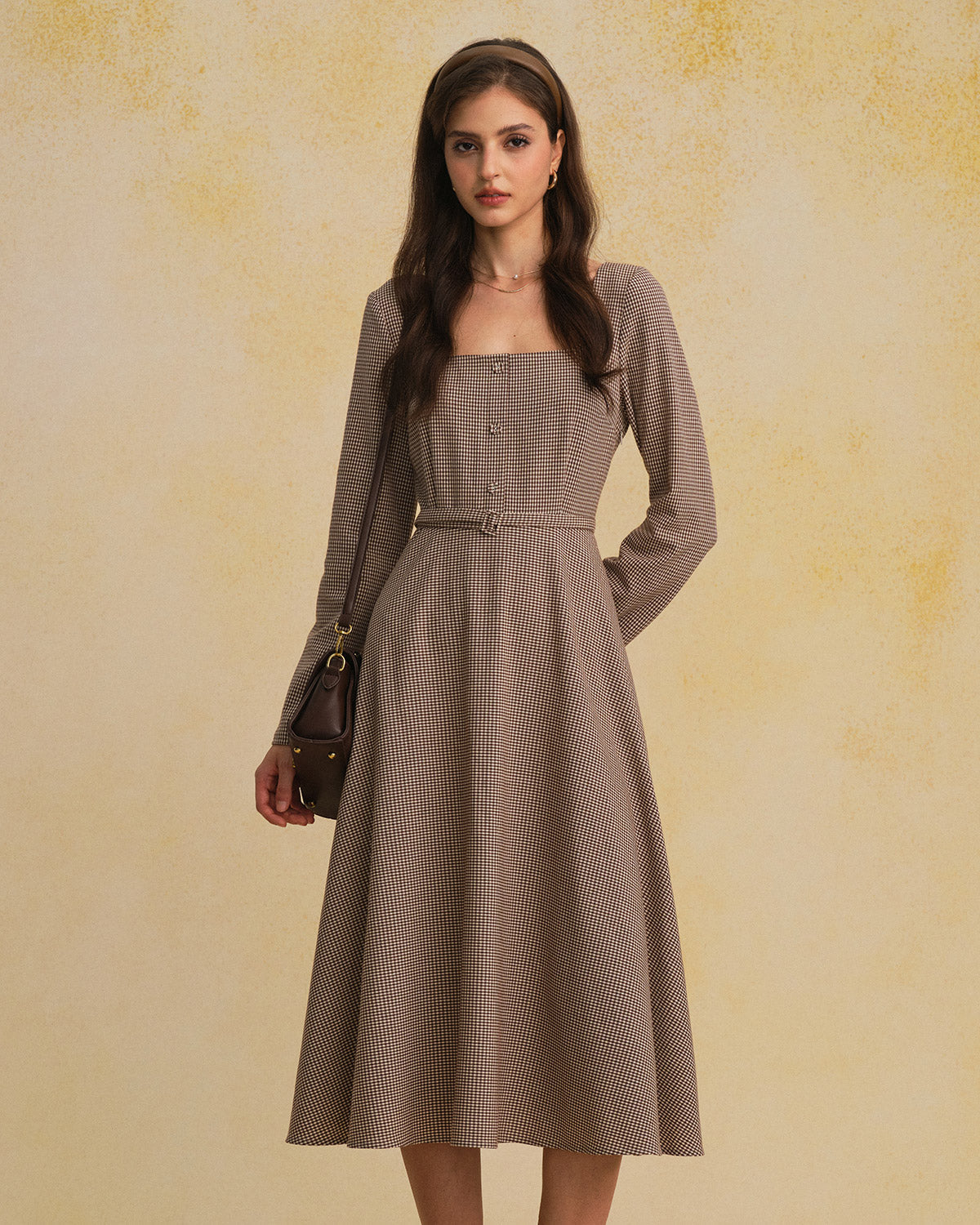 Damska Sukienka Vintage w Kratę | Midi