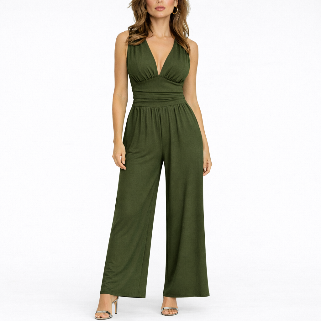 Damski Kombinezon bez Rękawów | Szerokie Nogawki