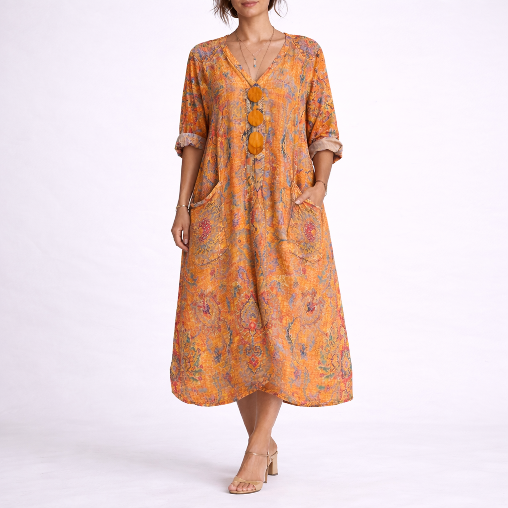 Damska Sukienka Boho Kaftan | Midi